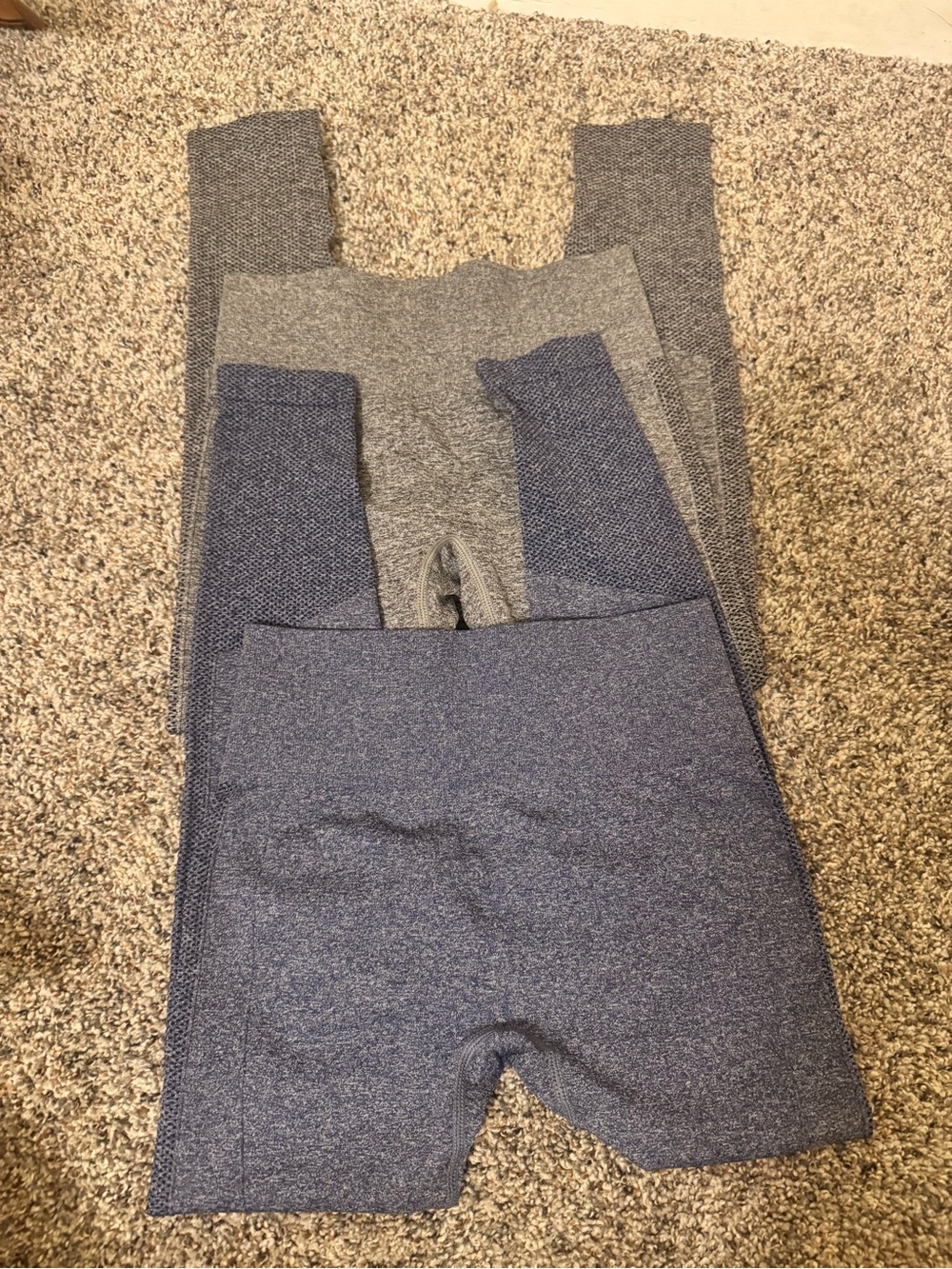 Seamless High-Waist Workout Leggings Set - Gray & Navy